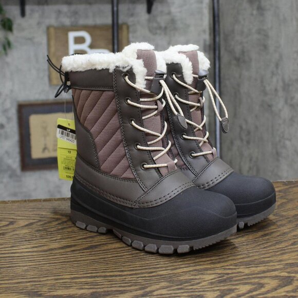 NWT All In Motion Faux Fur Skylar Winter Boots 88236452 6 Blush Brown Black - Picture 2 of 7